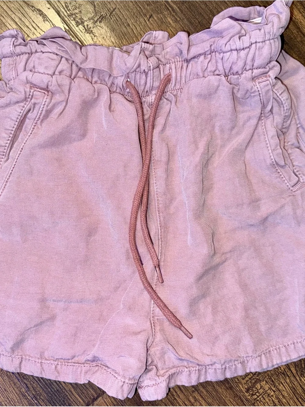 BDG Light Pink High-Waist Drawstring Shorts